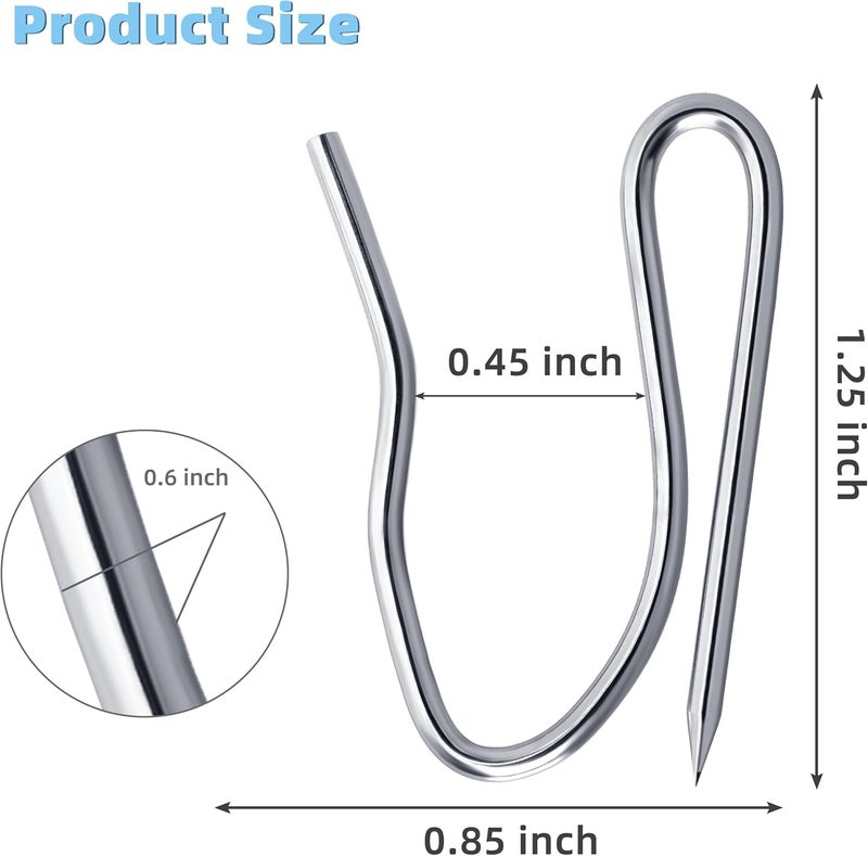 VRSS Drapery Hooks Pins for Curtains, 1.2 Inch Stainless Steel Curtain Hooks, Pin-On Drapery Hooks (60) - Image 3